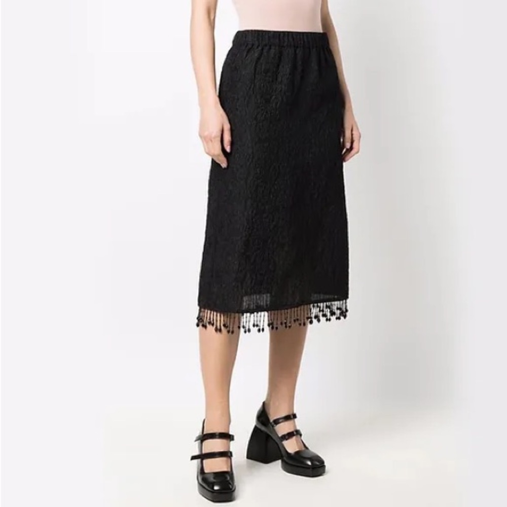 NWT Ganni beaded fringe jacquard midi skirt